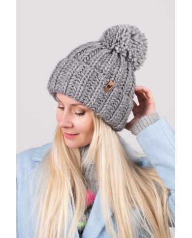 Winter hat Silka Gray Premium Alpaca